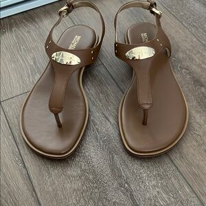 Michael Kors Brown T-Strap Sandals